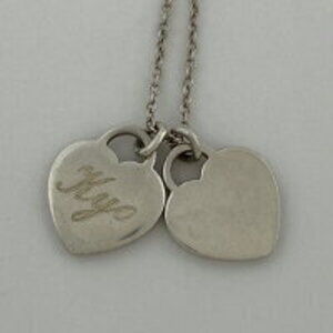 Tiffany Co to Double Heart Necklace Sterling Silver Red